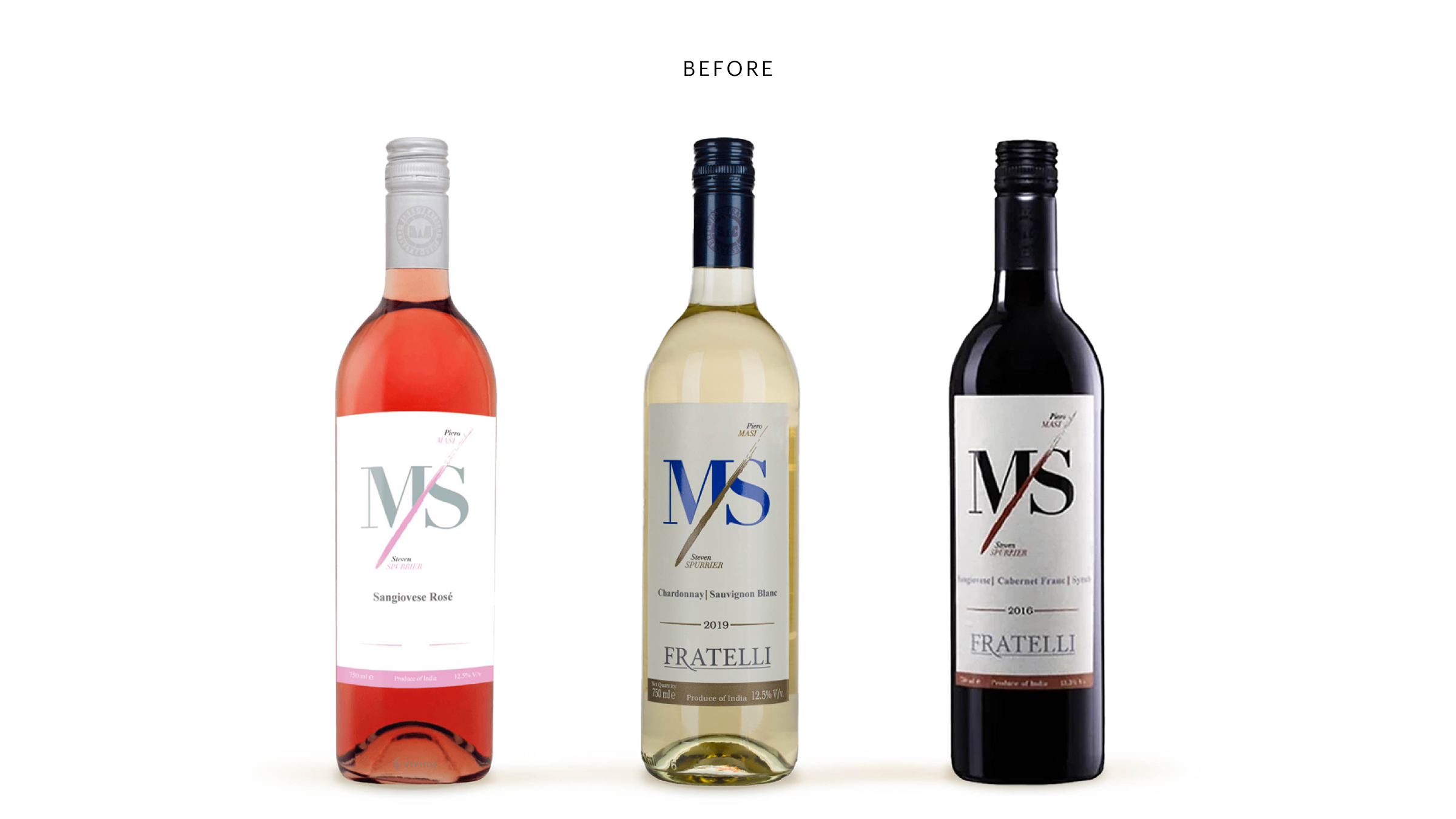 Before: the previous MS Fratelli wine label design